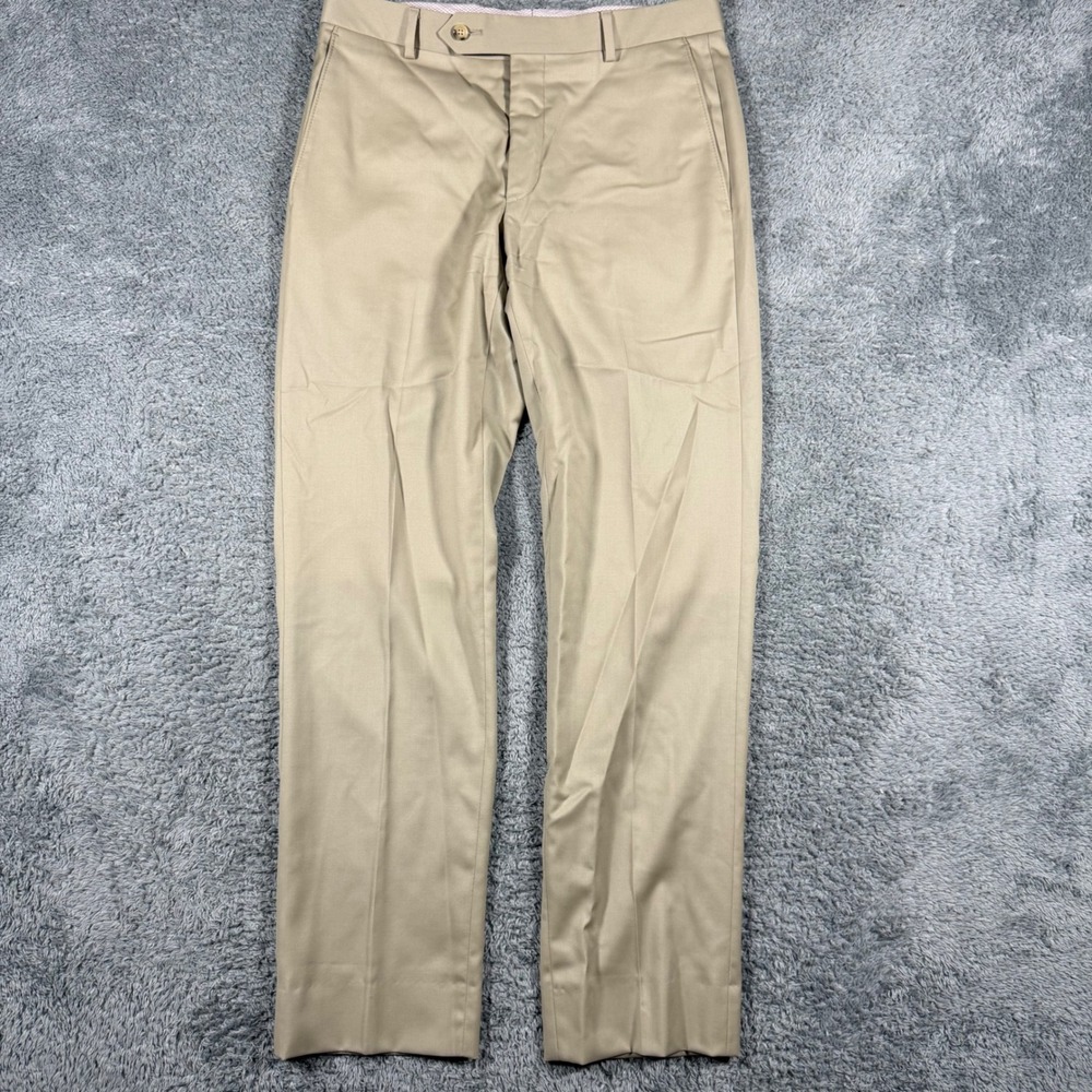 Samuelsohn Dress Pants Mens 32x31 Tan Super 110s Wool Italian Fabric Made Canada